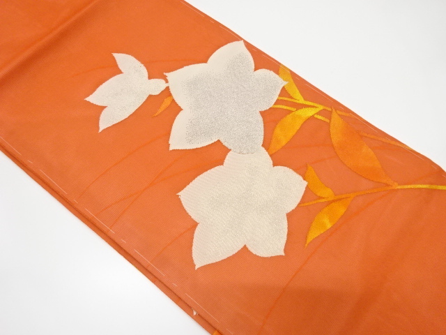 紗　桔梗模様織り出し　名古屋帯